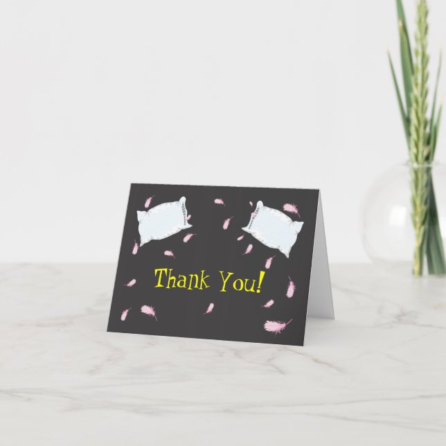 Carte De Remerciements Slumber Party Pillow Fight Birthday Thank You Note (Devant)