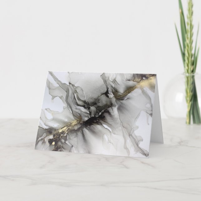Carte de remerciements Smokey Black Grey Gold (Devant)