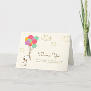 Carte De Remerciements Snoopy et ballons d'anniversaire