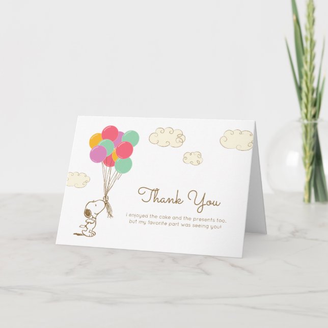 Carte De Remerciements Snoopy et ballons d'anniversaire (Devant)