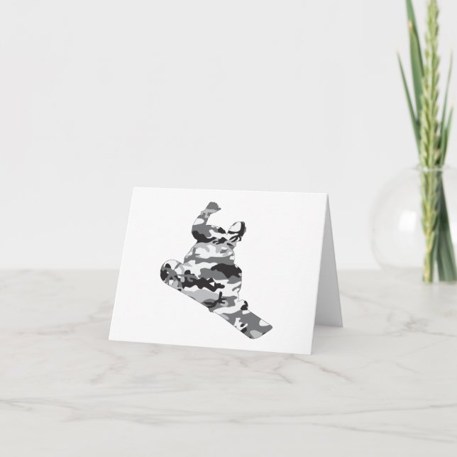 Carte De Remerciements Snowboardeur en Camouflage Grey (Devant)