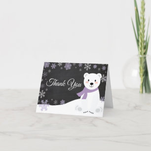 Carte De Remerciements Snowflake Purple Chalkboard