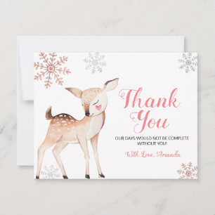 Carte De Remerciements Snowflakes Hiver de cerf ONE derland Anniversaire