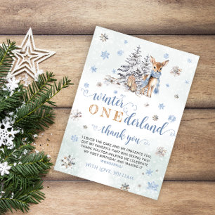 Carte De Remerciements Snowflakes hiver de cerf Onederland Anniversaire