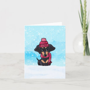 Carte De Remerciements Snowy Dachshund