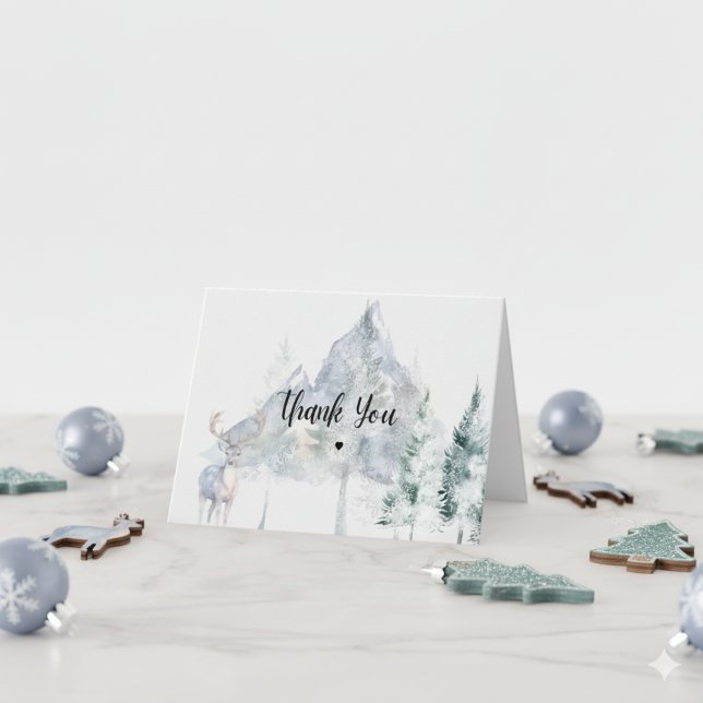 Carte De Remerciements Snowy Mountain Evergreen Baby Shower  (Créateur téléchargé)