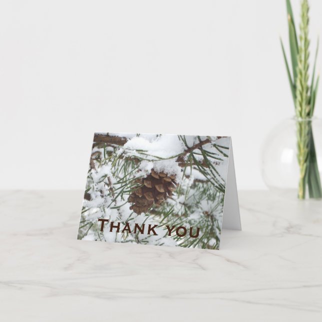 Carte De Remerciements Snowy Pine Cone I (Devant)