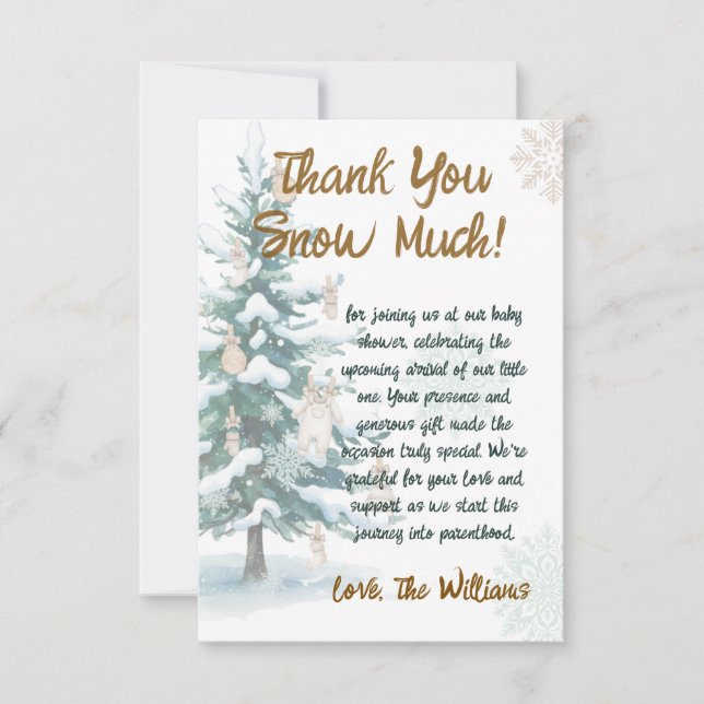 Carte De Remerciements Snowy Winter Tree Baby Shower  (Devant)