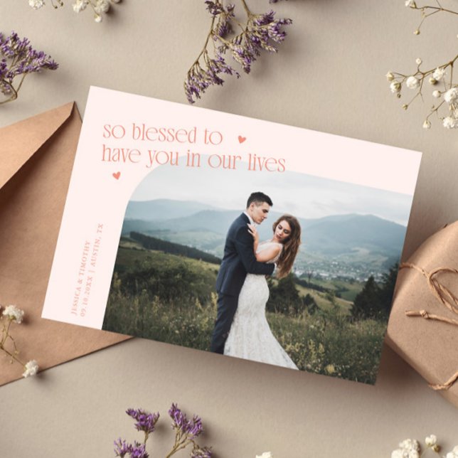 Carte De Remerciements So Blessed Peach Wedding Photo (Créateur téléchargé)