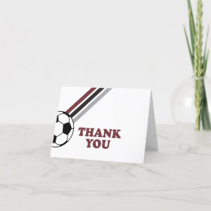 Carte De Remerciements Soccer Maroon Stripes On le frappe Anniversaire