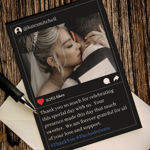 Carte De Remerciements Social Media Post Photo Dark Mode Mariage