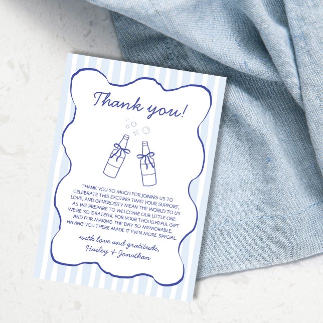 Carte De Remerciements Soda Theme Blue Hand Drawn Baby Shower (Soda Theme Blue Hand Drawn Baby Shower Thank You Card)