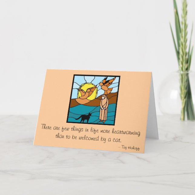 Carte De Remerciements Soeur Seraphim avec des chats et des oiseaux (Devant)