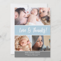 Soft blue Love & Thanks Photo Collage Baby shower