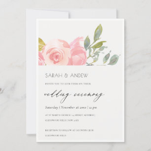 Carte De Remerciements Soft Blush Green Aquarelle Floral Wedding Inviter