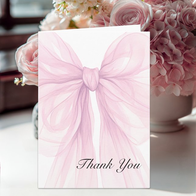 Carte De Remerciements Soft Blush Pink Bow Baby Girl Thank You (Créateur téléchargé)
