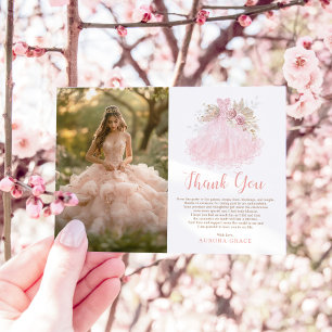 Carte De Remerciements Soft Boho Rose Quinceañera Photo