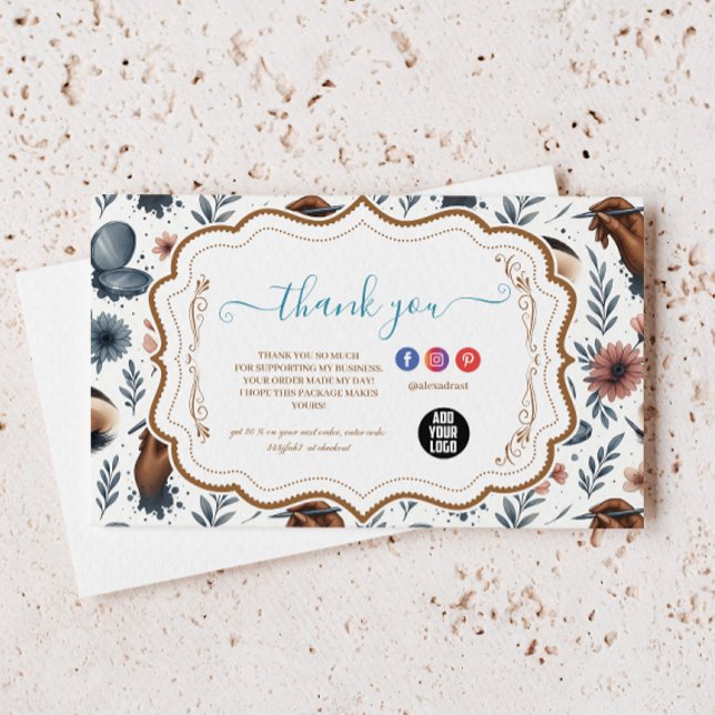 Carte De Remerciements Soft Floral Lash Artist Beauty Studio (Créateur téléchargé)