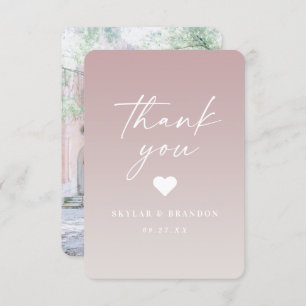 Carte De Remerciements Soft Ombre Mauve rose & Gardenia Mariage blanc