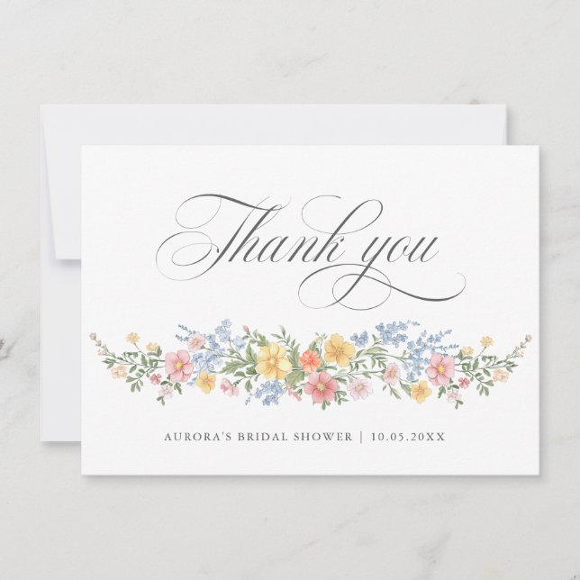 Carte De Remerciements Soft Pastel Ornate Spring Garden Bridal Shower  (Devant)
