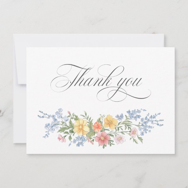 Carte De Remerciements Soft Pastel Ornate Spring Garden Bridal Shower  (Devant)