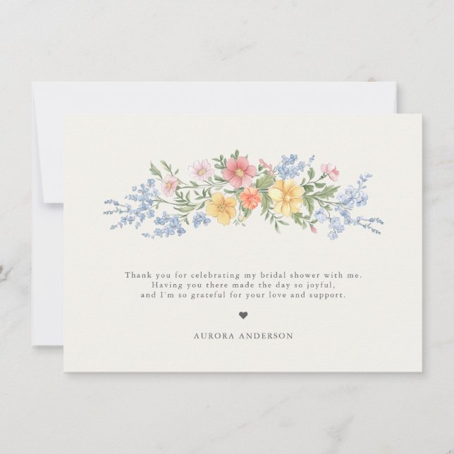 Carte De Remerciements Soft Pastel Ornate Spring Garden Bridal Shower  (Dos)