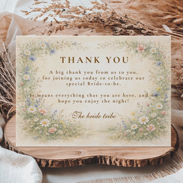 Carte De Remerciements Soft Pastel Wildflower Bridal Shower (Créateur téléchargé)