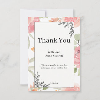 Carte De Remerciements Soft Peach Spring Garden Wedding Thank You 