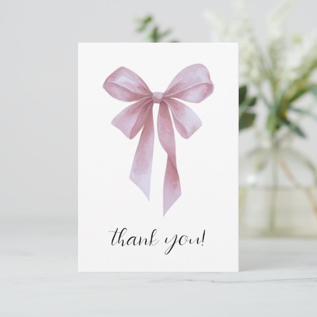 Carte De Remerciements Soft Pink Bow Girl Baby Shower (Debout devant)