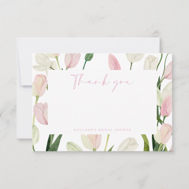 Carte De Remerciements Soft Pink Tulip Bridal Shower (Devant)