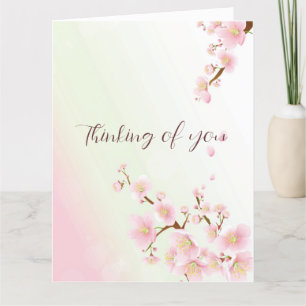Carte De Remerciements Soft rose and White Cherry Blossom Penser à vous