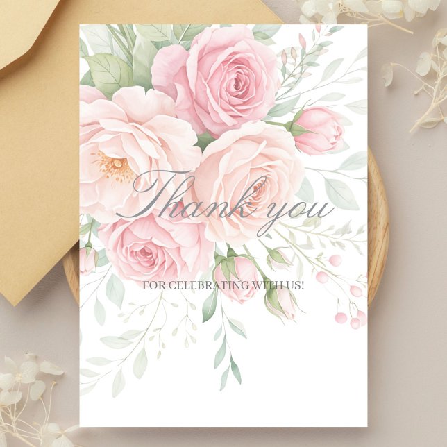 Carte De Remerciements soft roses floral thank you card (Créateur téléchargé)