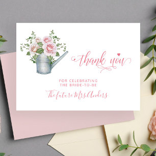 Carte De Remerciements Soins roses roses élégantes douches nuptiales merc