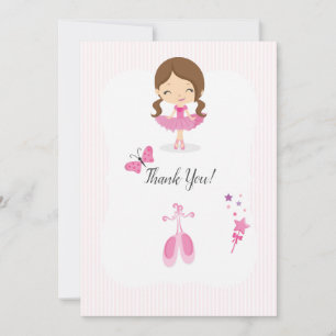Carte De Remerciements Soirée d'anniversaire de Pink Ballerina
