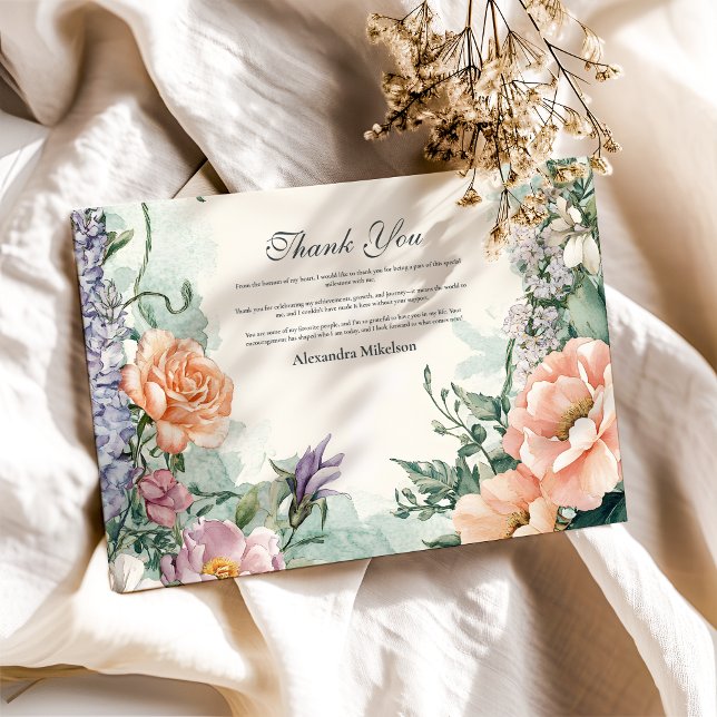 Carte De Remerciements Soirée de Fleur sauvage de printemps stylish (Créateur téléchargé)