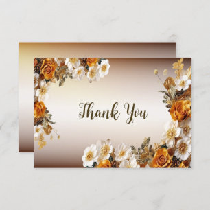 Carte De Remerciements Soirée de mariage Golden Orange White Flowers rust