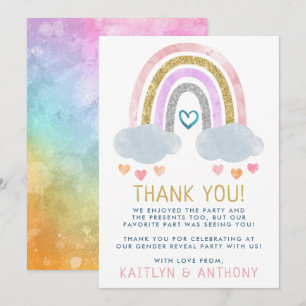 Carte De Remerciements Soirée de révélation de genre de Little Rainbow