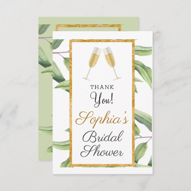 Carte De Remerciements Soirée pour l'amour de la Fête des mariées botaniq (Devant / Derrière)