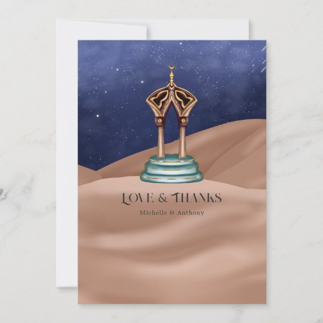 Carte De Remerciements Soirée Thème des Mille et Une Nuits (Devant)