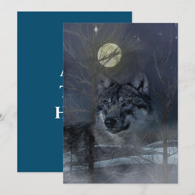 Carte De Remerciements Soirée Wolf Spirit Moon (Devant / Derrière)