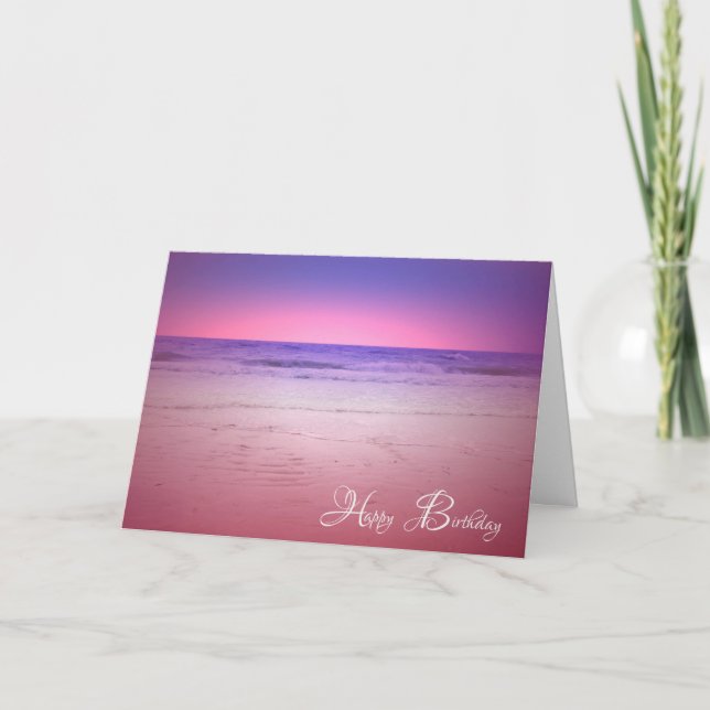 Carte De Remerciements soleil de plage violet et rose (Devant)