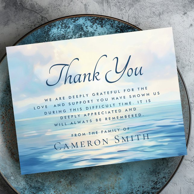Carte De Remerciements Soleil lever en mer sympathie funéraire (Sunrise at sea funeral sympathy thank you card)