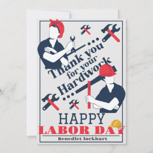 Carte De Remerciements Solidarité Travailleur Unité Fête du Travail avec 