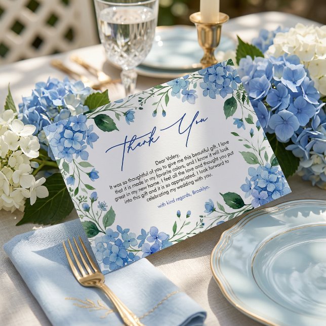 Carte De Remerciements Something Blue Hydrangea Thank You Bridal Shower (Créateur téléchargé)