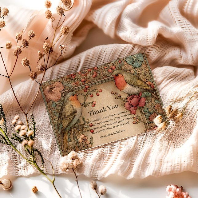 Carte De Remerciements Songbirds & Roses Valentine Party (Créateur téléchargé)
