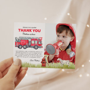 Carte De Remerciements Sonne l'alarme Camion d'incendie Anniversaire Phot