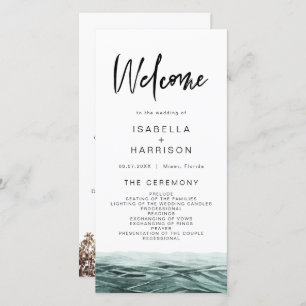 Carte De Remerciements SOPHIA Tropical Beach Ocean Palm Wedding Program