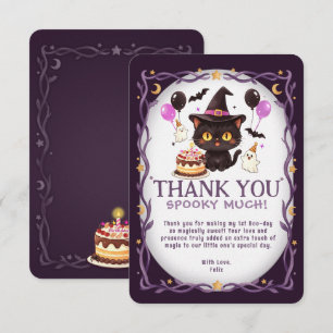 Carte De Remerciements Sorcière Mignonne Effrayante Chat Noir Magicien 1e