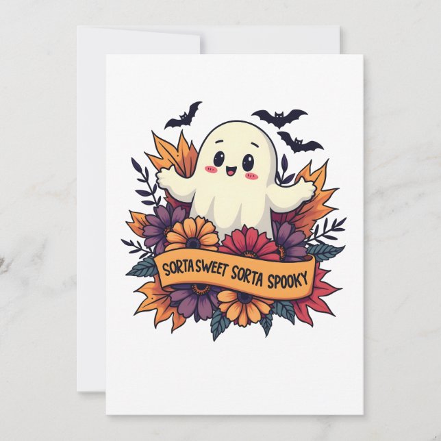 Carte De Remerciements Sorta Sweet Sorta Éffrayant Halloween Fantôme Auto (Devant)