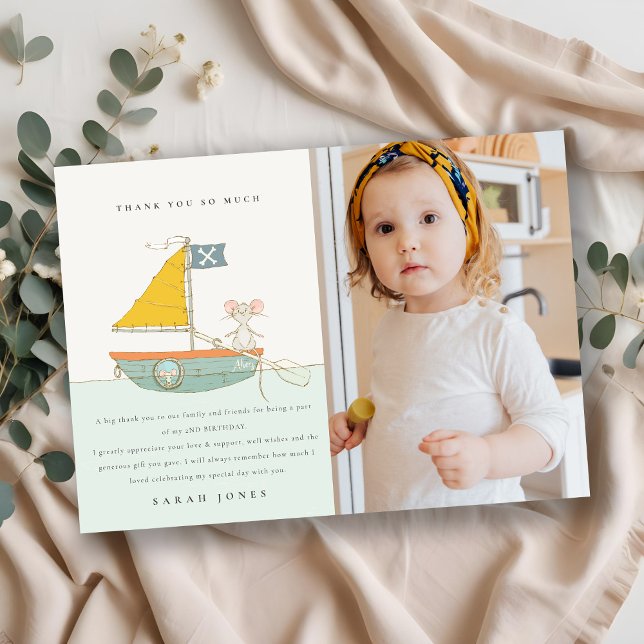 Carte De Remerciements Souris Pirate Bateau Mignon Enfants de Tout Âge An (Créateur téléchargé)